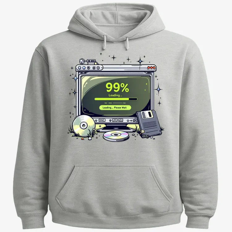 99% Loading... Please Wait-Hoodie-Gray Heather