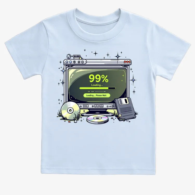 99% Loading... Please Wait-Kids T-Shirt-Blue