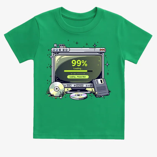 99% Loading... Please Wait-Kids T-Shirt-Green