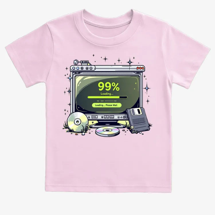 99% Loading... Please Wait-Kids T-Shirt-Pink