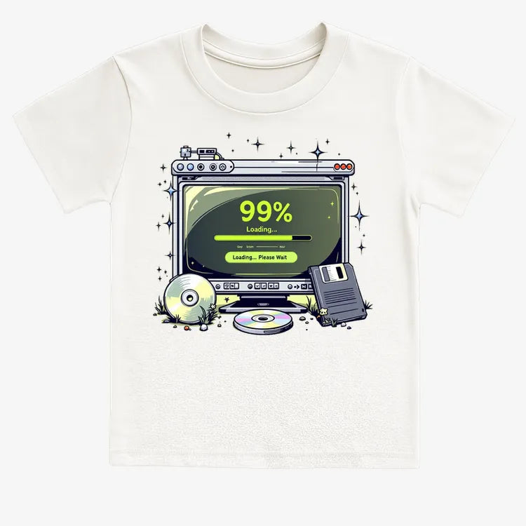 99% Loading... Please Wait-Kids T-Shirt-White