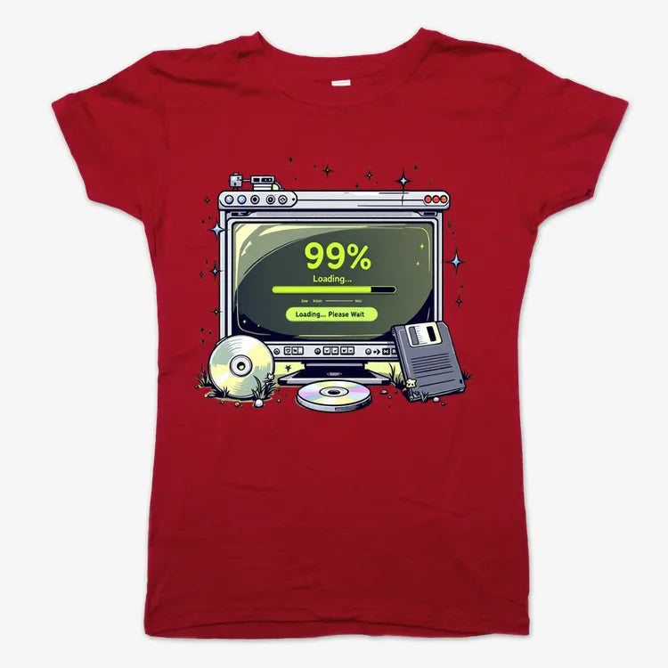 99% Loading... Please Wait-Women's T-Shirt-Deep Red