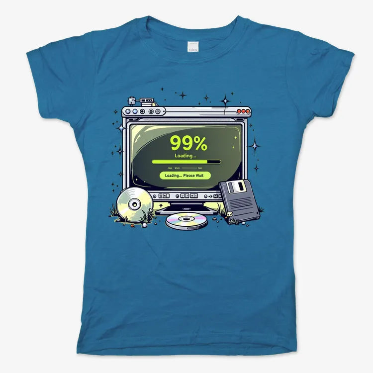 99% Loading... Please Wait-Women's T-Shirt-Sky Blue