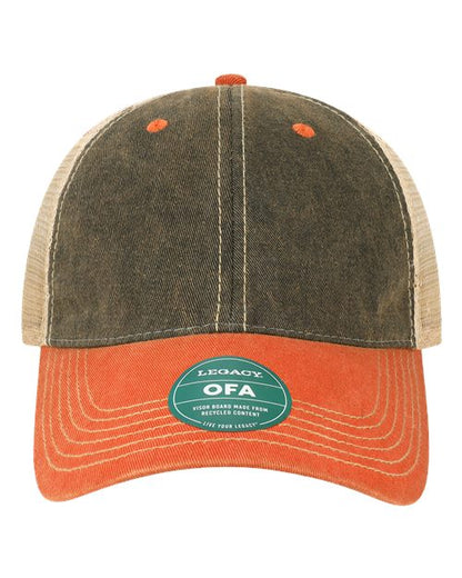 LEGACY Old Favorite Trucker Cap - Black/ Orange/ Khaki Front