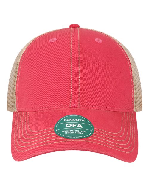 LEGACY Old Favorite Trucker Cap - Dark Pink/ Khaki Front