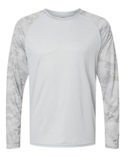 Paragon Unisex Cayman Performance Camo Colorblocked Long Sleeve T-Shirt - Aluminum Front
