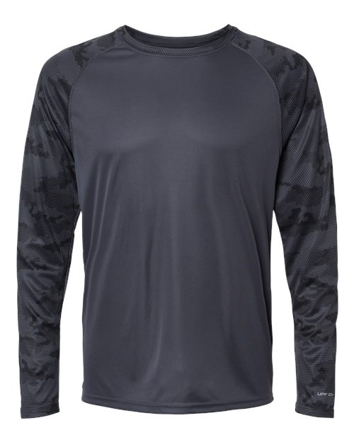 Paragon Unisex Cayman Performance Camo Colorblocked Long Sleeve T-Shirt - Graphite Front