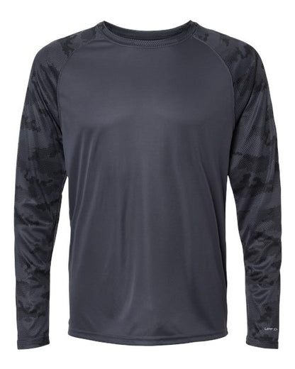 Paragon Unisex Cayman Performance Camo Colorblocked Long Sleeve T-Shirt - Graphite Front
