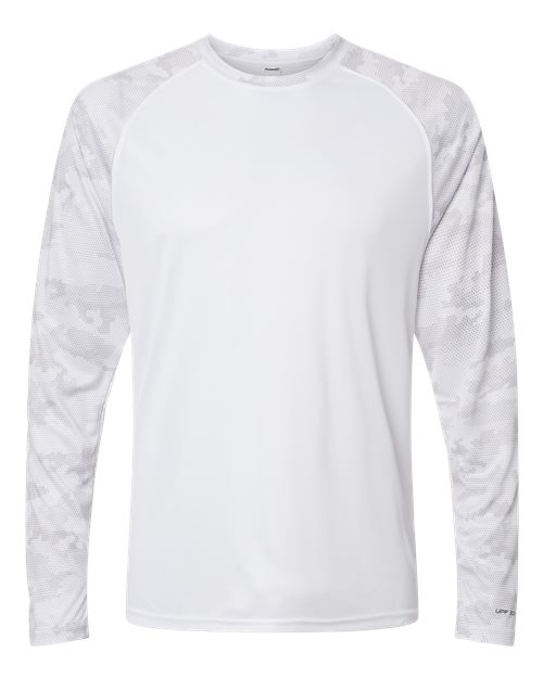 Paragon Unisex Cayman Performance Camo Colorblocked Long Sleeve T-Shirt - White Front