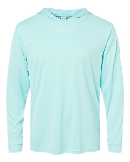 Paragon Unisex Bahama Performance Hooded Long Sleeve T-Shirt - Aqua Blue Front