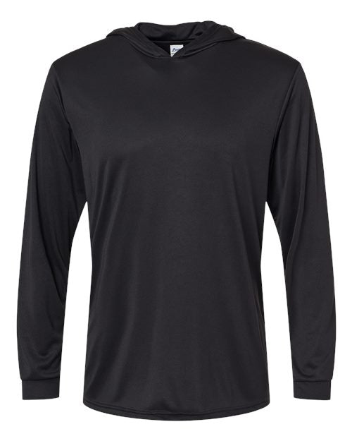 Paragon Unisex Bahama Performance Hooded Long Sleeve T-Shirt - Black Front