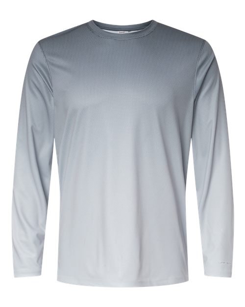 Paragon Unisex Barbados Performance Pin Dot Long Sleeve T-Shirt - Black/ Light Charcoal Front