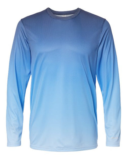 Paragon Unisex Barbados Performance Pin Dot Long Sleeve T-Shirt - Navy/ Blue Mist Front