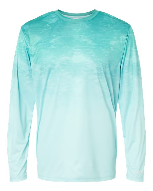 Paragon Unisex Montauk Oceanic Fade Performance Long Sleeve T-Shirt - Aqua Fade Front