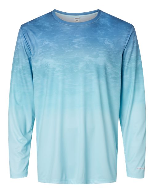 Paragon Unisex Montauk Oceanic Fade Performance Long Sleeve T-Shirt - Blue Aqua Fade Front
