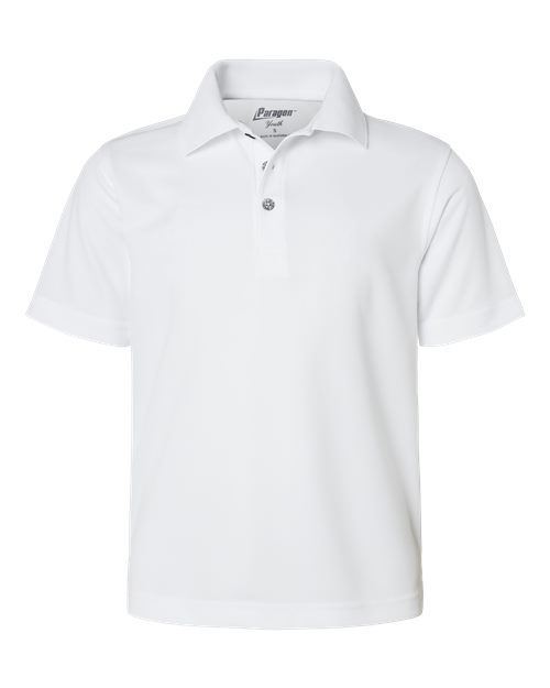 Paragon Youth Saratoga Performance Mini Mesh Polo - White Front