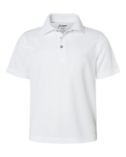 Paragon Youth Saratoga Performance Mini Mesh Polo - White Front