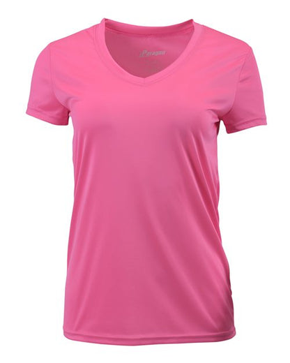 Paragon Women's Vera V-Neck T-Shirt - Neon Pink Front