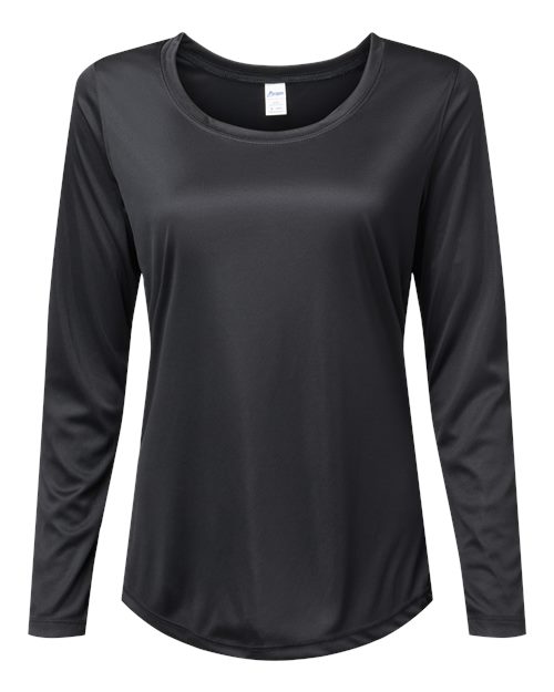 Paragon Women's Long Islander Performance Long Sleeve T-Shirt - Black Front