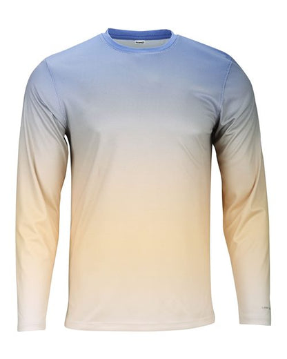 Paragon Unisex Barbados Performance Pin Dot Long Sleeve T-Shirt - Bimini Blue/ Peach Front