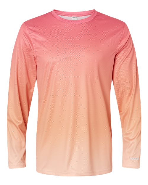 Paragon Unisex Barbados Performance Pin Dot Long Sleeve T-Shirt - Red/ Light Orange Front