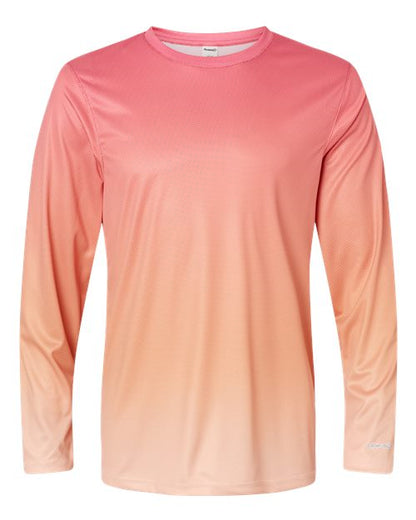 Paragon Unisex Barbados Performance Pin Dot Long Sleeve T-Shirt - Red/ Light Orange Front