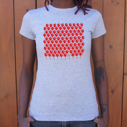 99 8-Bit Balloons Pixel Art graphic Women's T-Shirt in Gray Granite