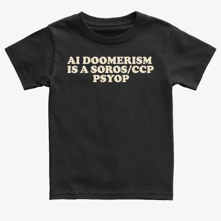 AI DOOMERISM IS A SOROS/CCP PSYOP-Kids T-Shirt-Black