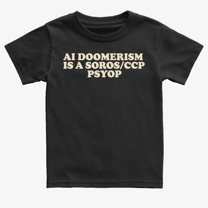 AI DOOMERISM IS A SOROS/CCP PSYOP-Kids T-Shirt-Black