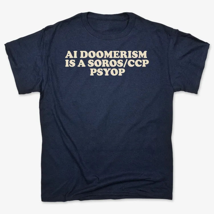 AI DOOMERISM IS A SOROS/CCP PSYOP-Men's T-Shirt-Navy Blue