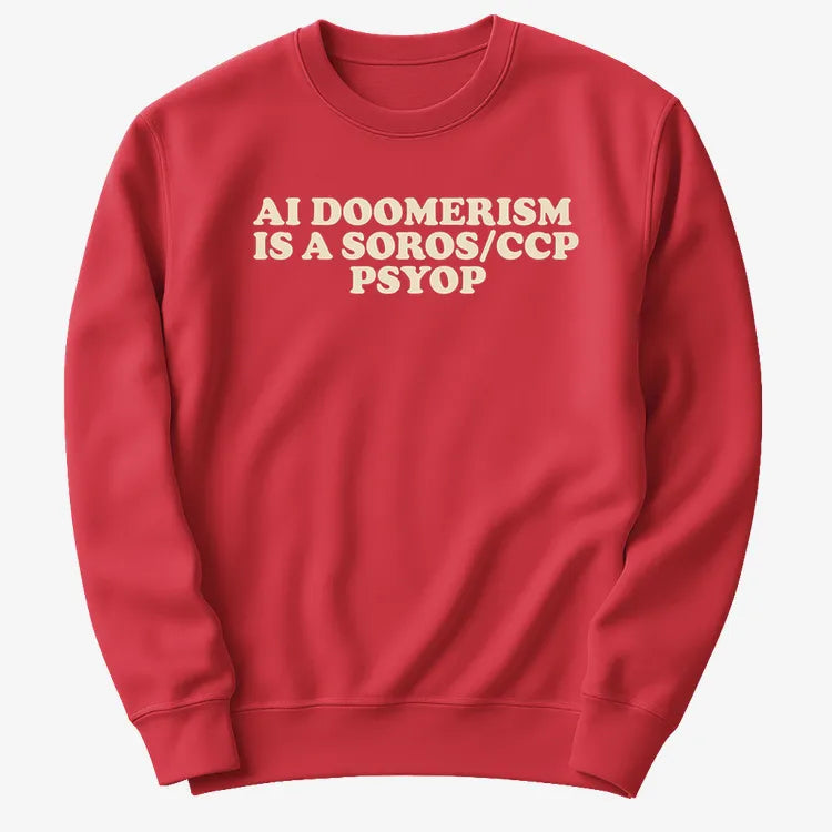 AI DOOMERISM IS A SOROS/CCP PSYOP-Sweater-Red