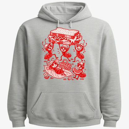 Ants Picnic with Sandwich and Basket-Hoodie-Gray Heather