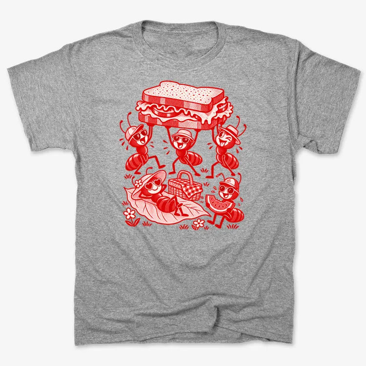 Ants Picnic with Sandwich and Basket-Men's T-Shirt-Gray Heather
