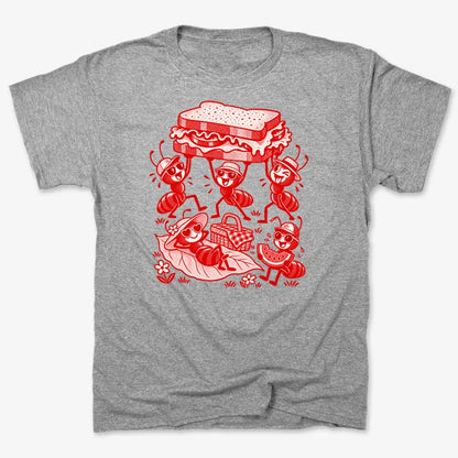 Ants Picnic with Sandwich and Basket-Men's T-Shirt-Gray Heather