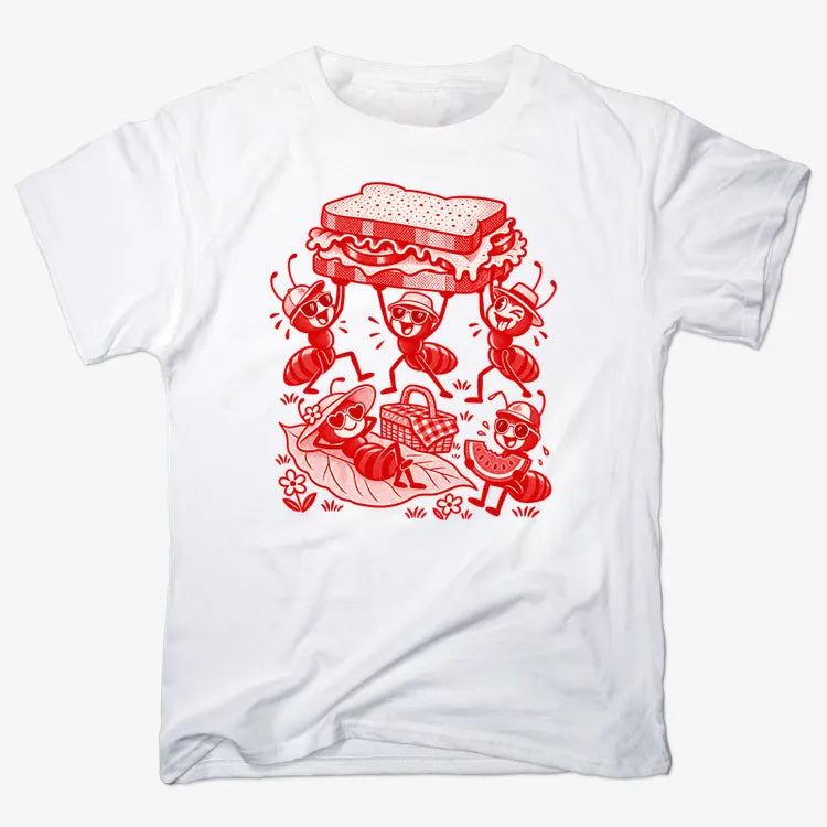 Ants Picnic with Sandwich and Basket-Men's T-Shirt-White