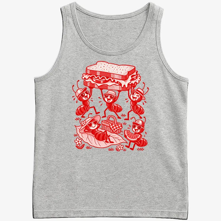 Ants Picnic with Sandwich and Basket-Men's Tank Top-Gray Heather