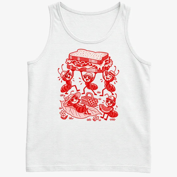 Ants Picnic with Sandwich and Basket-Men's Tank Top-White