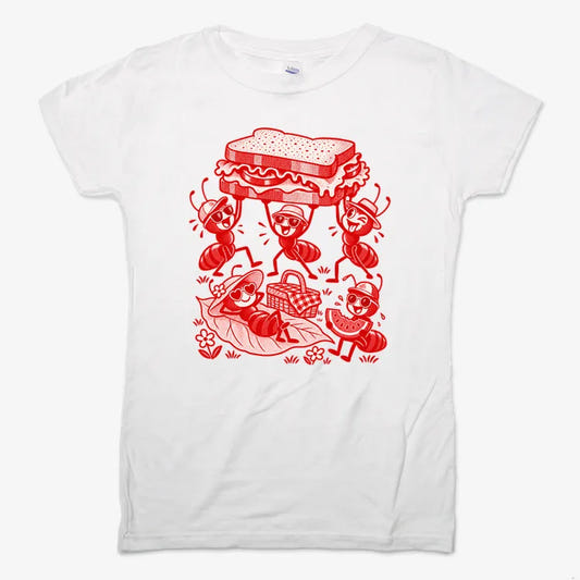 Ants Picnic with Sandwich and Basket-Women's T-Shirt-Snow