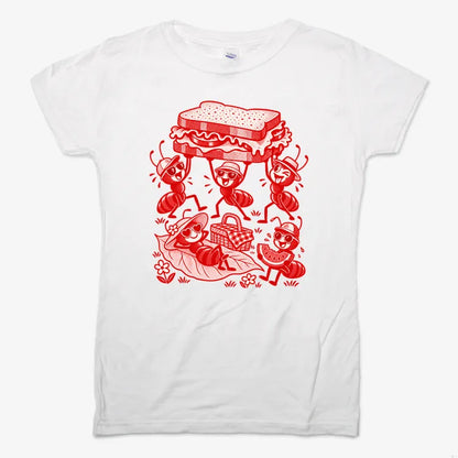Ants Picnic with Sandwich and Basket-Women's T-Shirt-Snow