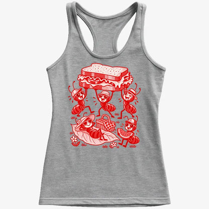 Ants Picnic with Sandwich and Basket-Women's Tank Top-Gray Granite