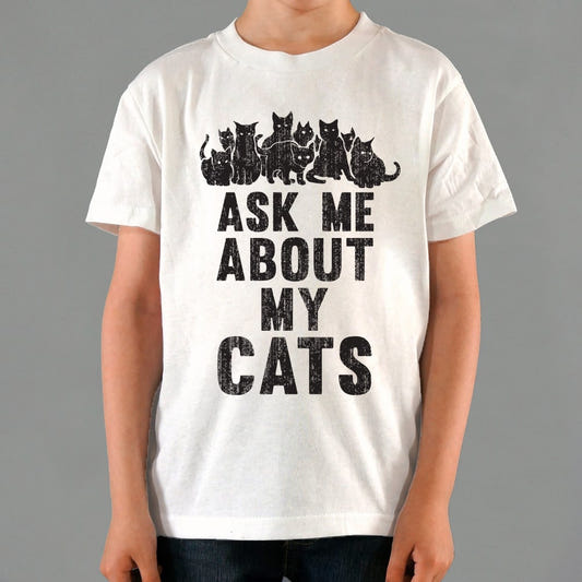 Ask Me About My Cats graphic Kids T-Shirt in White