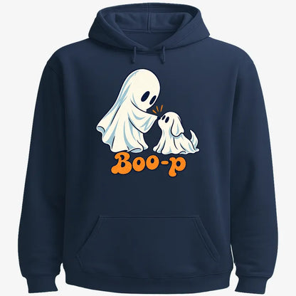 Boo-p cute ghost and puppy-Hoodie-Navy Blue