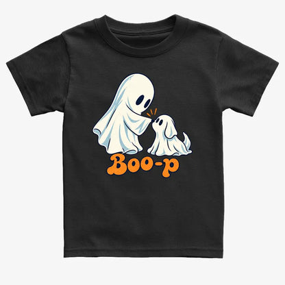 Boo-p cute ghost and puppy-Kids T-Shirt-Black