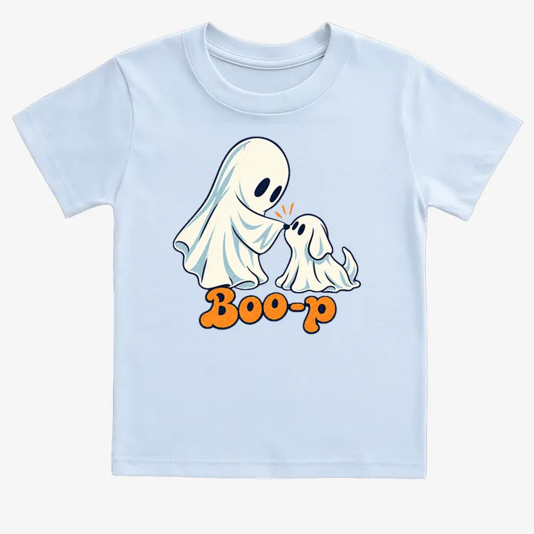 Boo-p cute ghost and puppy-Kids T-Shirt-Blue