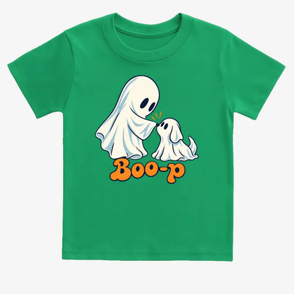 Boo-p cute ghost and puppy-Kids T-Shirt-Green