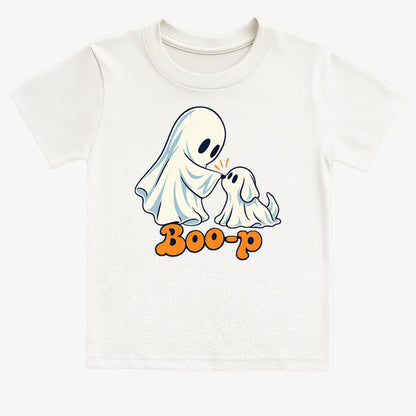 Boo-p cute ghost and puppy-Kids T-Shirt-White