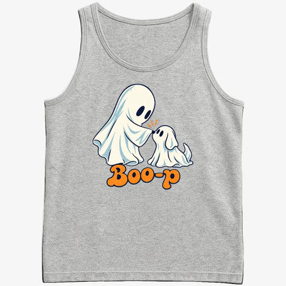 Boo-p cute ghost and puppy-Men's Tank Top-Gray Heather