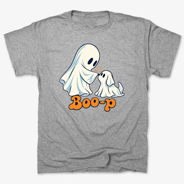 Boo-p cute ghost and puppy-Unisex Heavyweight T-Shirt-Heather Gray