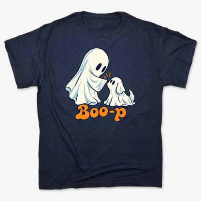 Boo-p cute ghost and puppy-Unisex Heavyweight T-Shirt-Navy Blue