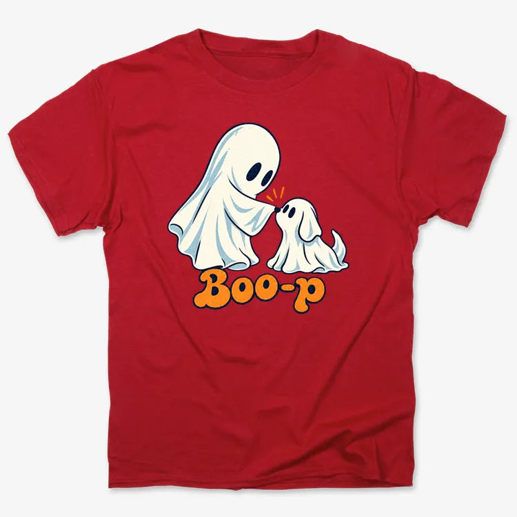 Boo-p cute ghost and puppy-Unisex Heavyweight T-Shirt-Red